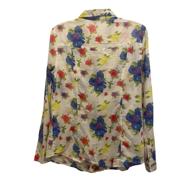 OLD NAVY Women's Medium lightweight gauzy Pearl snap button up western floral - Picture 2 of 5